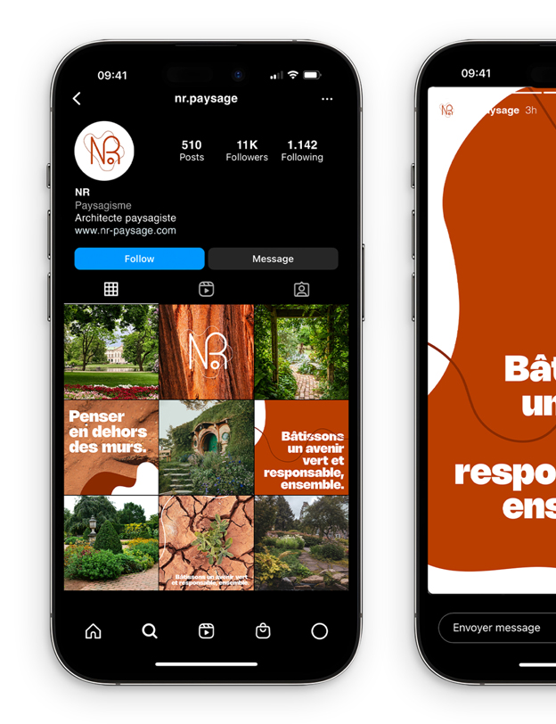 Contenu réseaux sociaux dont une story et un feed Instagram