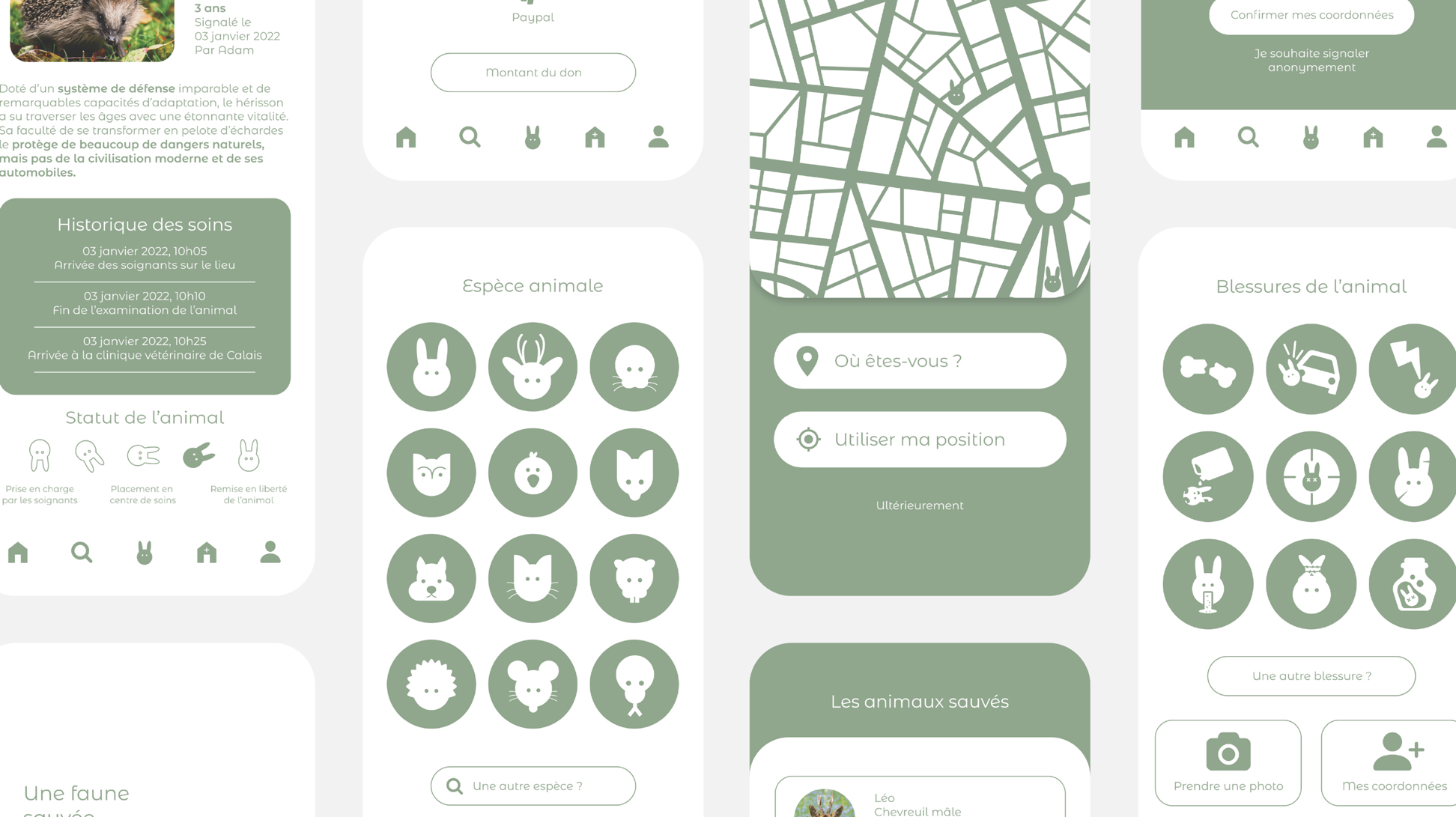 Extraits de l'application mobile Fonelp