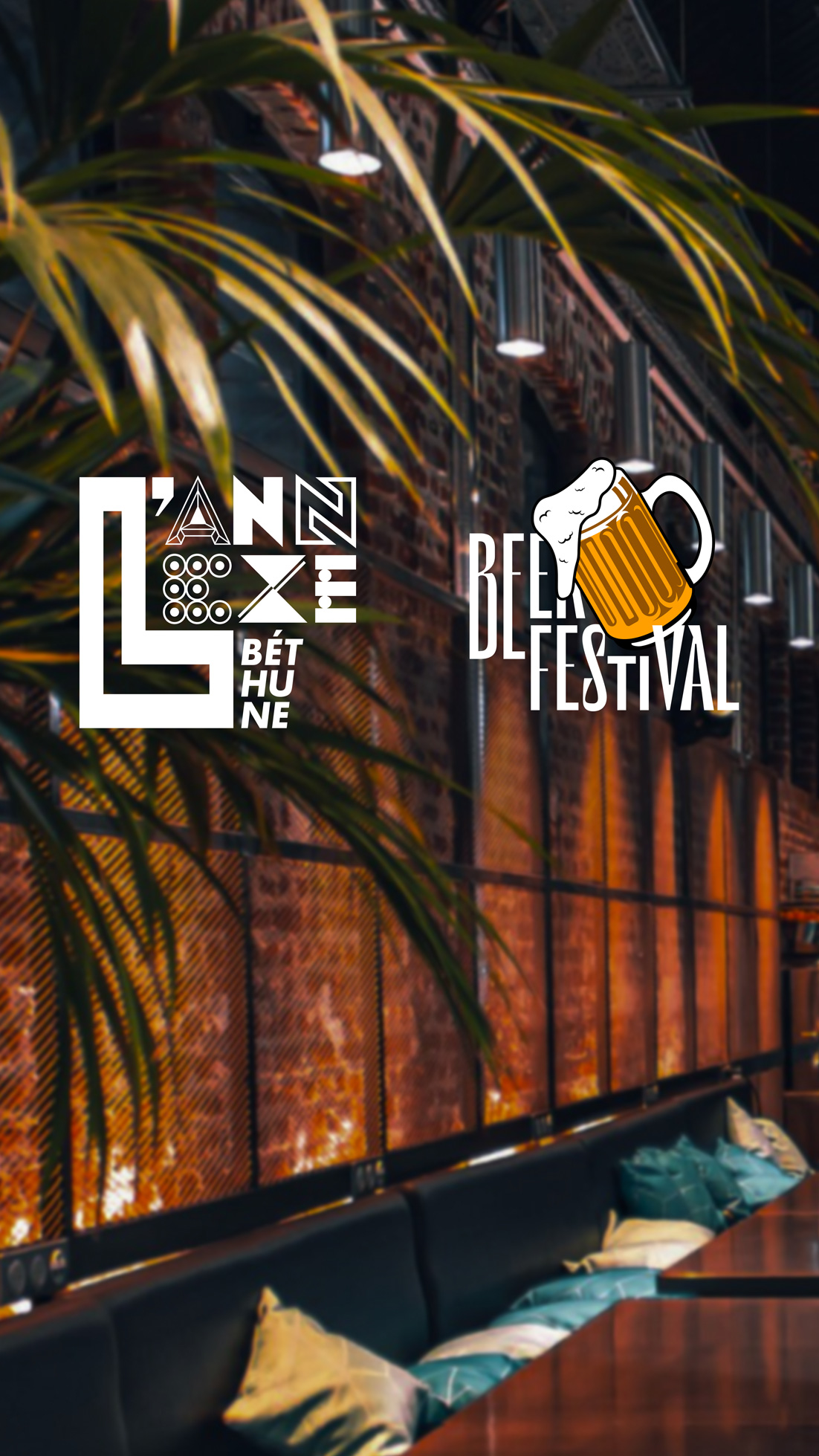 L'annexe et le Beer Festival. Les deux logos sur une image représentative d'une salle de réception