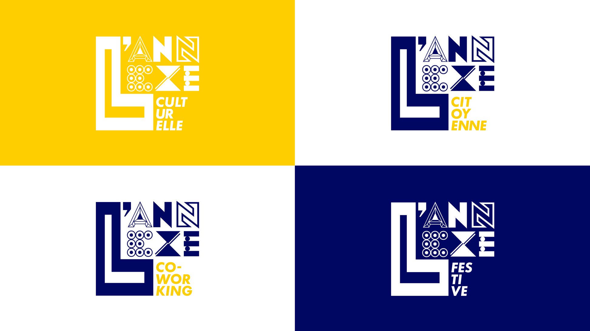 Déclinaisons du logo de l'annexe festive, citoyenne, culturelle, co-working,