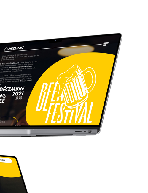 Extrait de la landing page pour le Beer Festival à l'image du logotype.