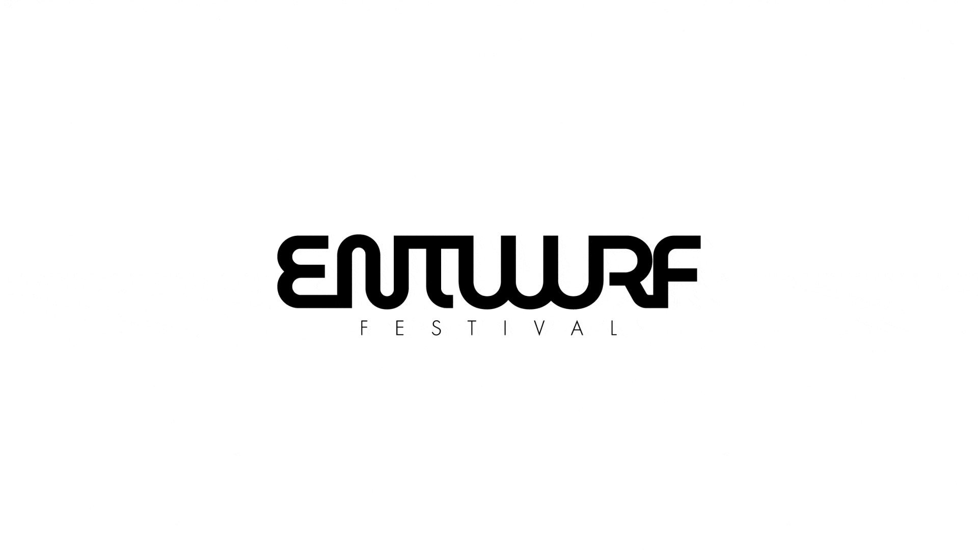 Animation du logo Entwurf Festival, sur fond blanc. Animation de lignes sur les caractères typographiques.