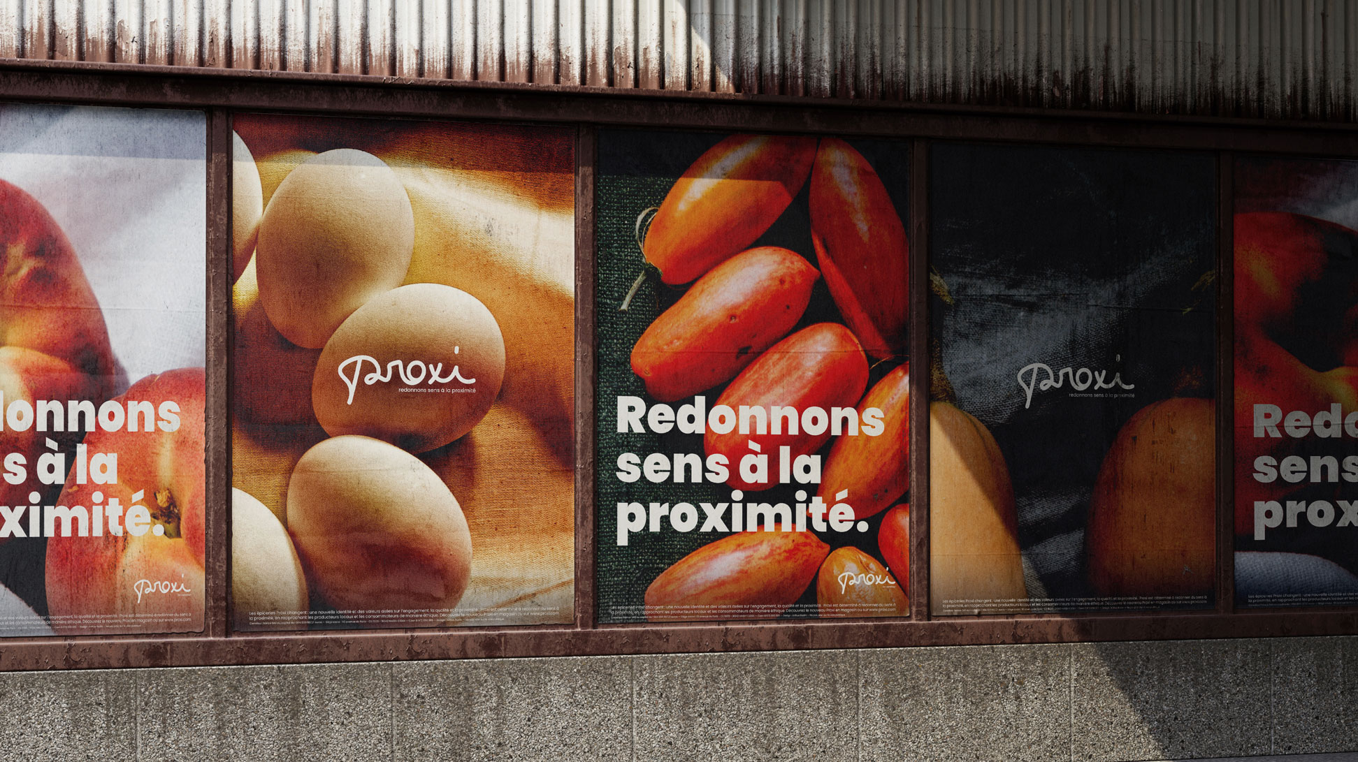 Ensemble des 4 visuels de la campagne publicitaire Proxi.