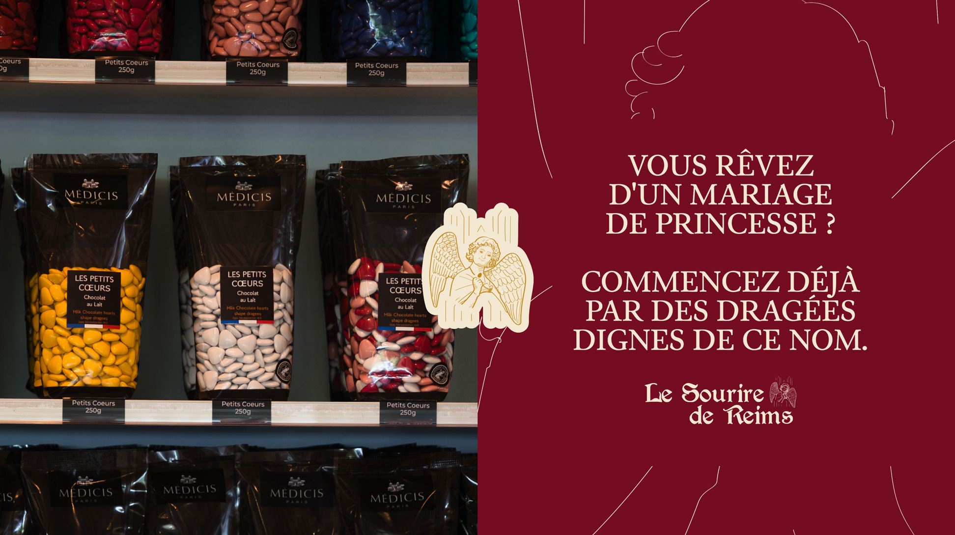 Copywriting : Vous rêvez d'un mariage de princesse ? Commencez déjà par des dragées dignes de ce nom.