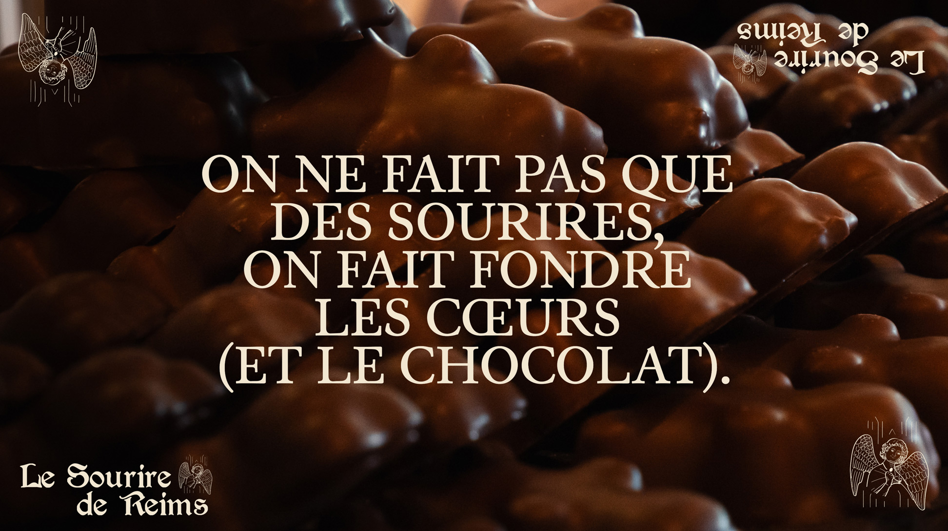 Copywriting : On ne fait pas que des sourires. On fait fondre les coeurs (et le chocolat). Photo d'ours en guimauve.