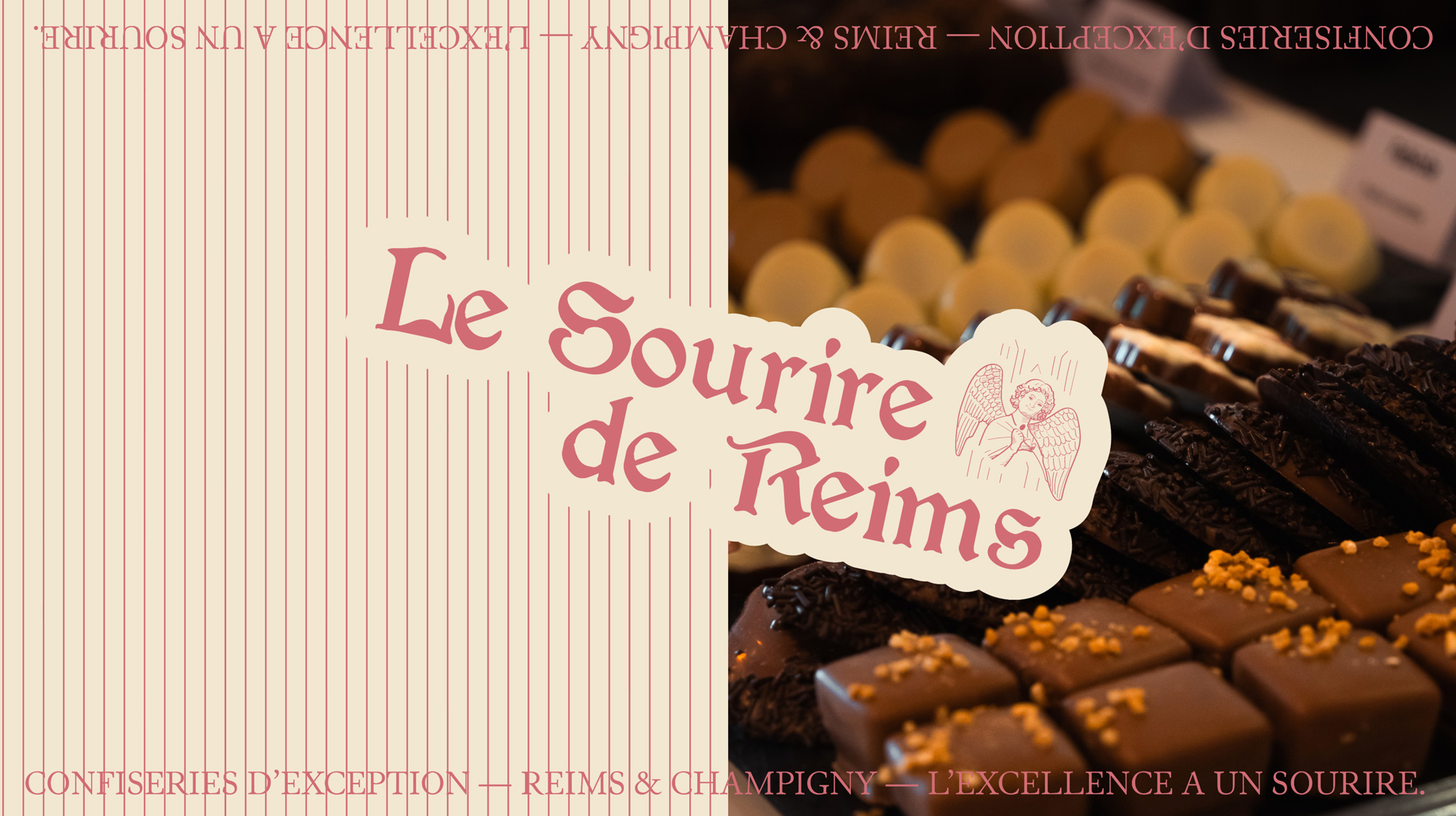 Le Sourire de Reims, logo. Photo de chocolats.