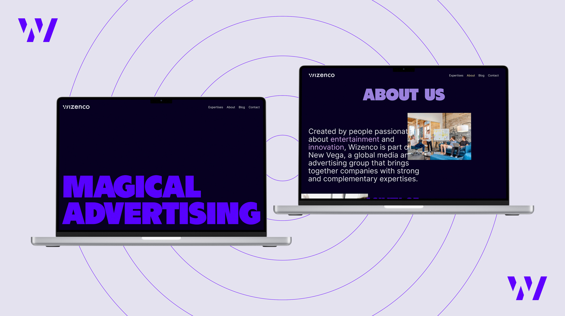 Projection du site web de Wizenco.